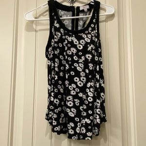 Black and white floral tank
